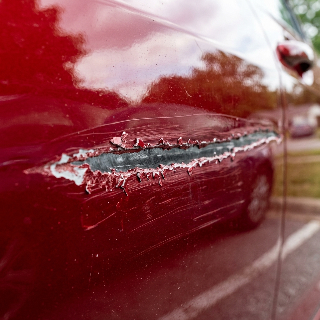 Scratched paintwork before correction